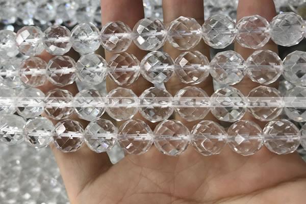 CNC707 15.5 inches 16mm faceted round white crystal beads