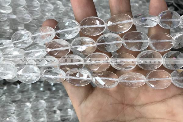 CNC764 15.5 inches 12*16mm faceted oval white crystal beads