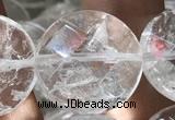 CNC817 15.5 inches 18mm faceted coin white crystal beads