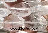 CNC819 15.5 inches 10*14mm twisted & faceted oval white crystal beads