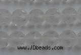 CNC82 15.5 inches 8mm carved round matte white crystal beads