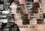 CNC827 15.5 inches 13*18mm rectangle white crystal & smoky quartz beads