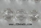 CNC90 15.5 inches 10mm faceted round natural white crystal beads