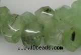 CNG1022 10*14mm - 15*20mm faceted nuggets green rutilated quartz beads