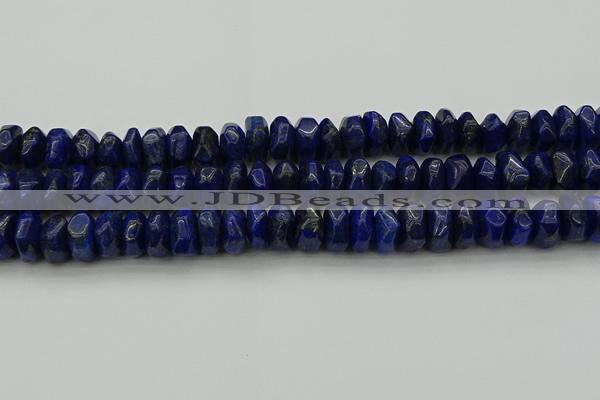 CNG1188 15.5 inches 6*14mm - 8*14mm nuggets lapis lazuli beads