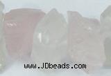 CNG1310 15*22mm – 16*35mm nuggets white crystal & rose quartz beads