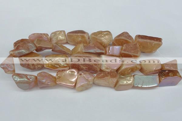 CNG1321 15.5 inches 15*30mm – 25*35mm nuggets plated quartz beads