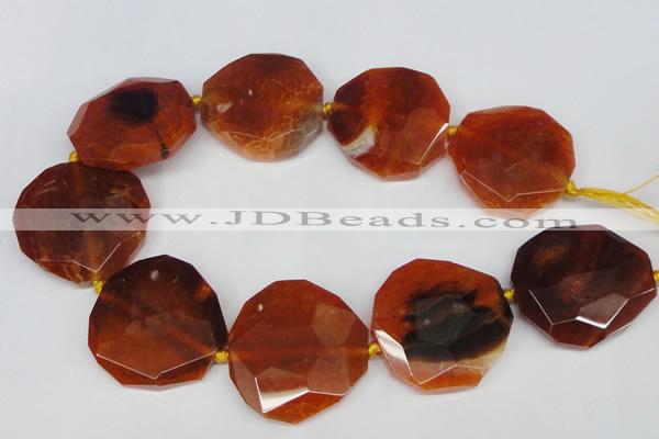 CNG1341 15.5 inches 42*45mm faceted freeform agate beads