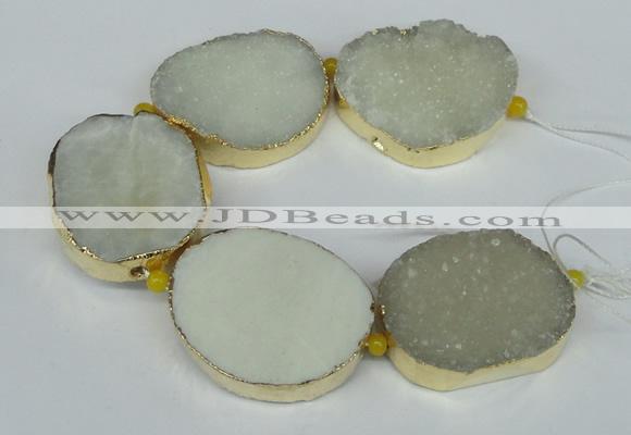 CNG1497 8 inches 30*35mm - 35*45mm freeform agate beads with brass setting