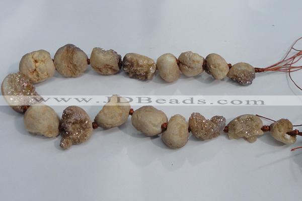 CNG1576 18*25mm - 20*30mm nuggets plated druzy agate beads