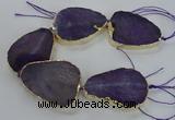 CNG1622 8 inches 35*50mm - 45*55mm freeform agate beads with brass setting