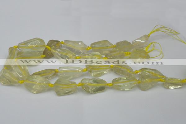 CNG1702 15.5 inches 15*20mm - 18*35mm nuggets lemon quartz beads