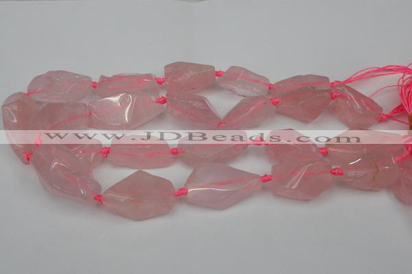 CNG1703 15.5 inches 15*20mm - 18*38mm nuggets rose quartz beads