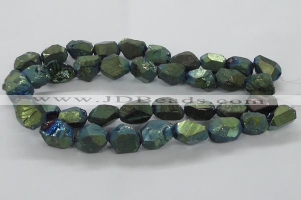 CNG1802 13*18mm - 15*20mm faceted nuggets plated quartz beads