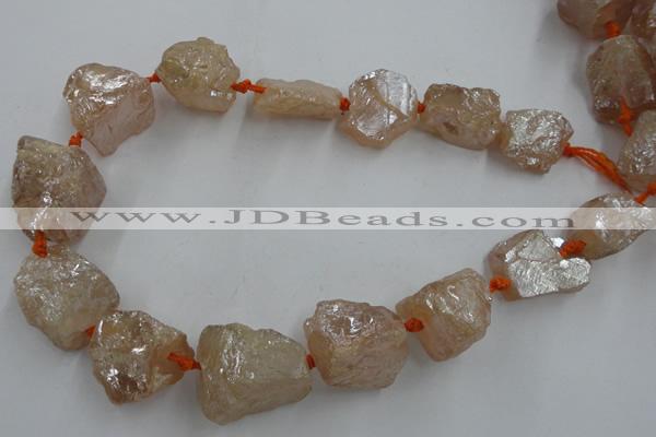 CNG1806 15.5 inches 15*20mm - 20*25mm nuggets plated rose quartz beads