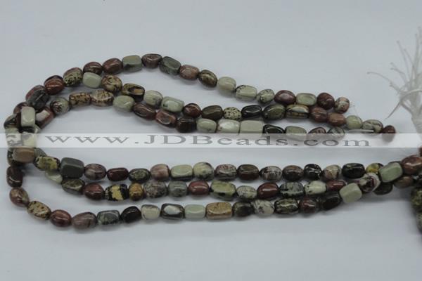 CNG202 15.5 inches 8*13mm nuggets leopard skin jasper beads