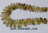 CNG2153 15.5 inches 8*25mm - 10*40mm faceted nuggets lemon quartz beads