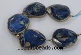 CNG2182 8 inches 40*45mm - 45*50mm freeform agate beads with brass setting