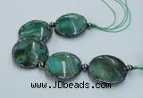 CNG2191 7.5 inches 30mm flat round agate beads with brass setting