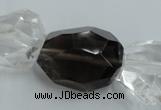 CNG239 18*25mm - 25*30mm faceted nuggets smoky quartz & crystal beads