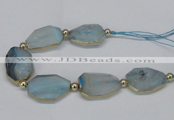 CNG2452 7.5 inches 20*25mm - 25*35mm faceted freeform agate beads