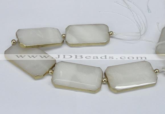 CNG2460 7.5 inches 30*50mm - 32*55mm faceted rectangle agate beads