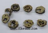 CNG2501 15.5 inches 30*40mm - 40*50mm freeform plated druzy agate beads