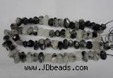 CNG2716 10*14mm - 13*18mm faceted nuggets black rutilated quartz beads