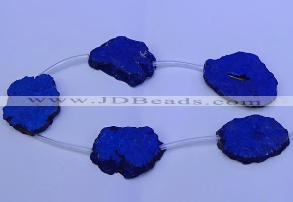 CNG2760 15.5 inches 28*35mm - 40*45mm freeform plated druzy agate beads