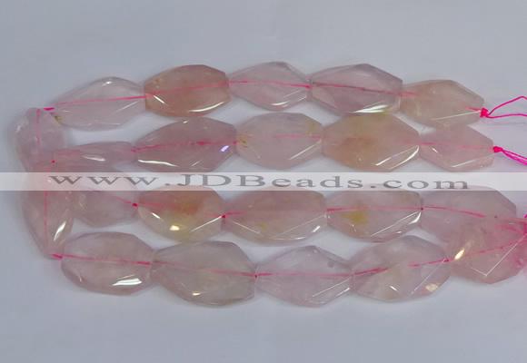 CNG2839 20*30mm - 22*35mm twisted & faceted freeform rose quartz beads