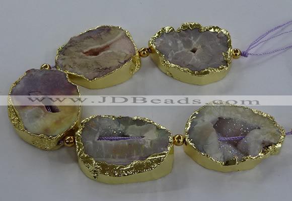 CNG2866 8 inches 35*40mm - 40*50mm freeform druzy agate beads