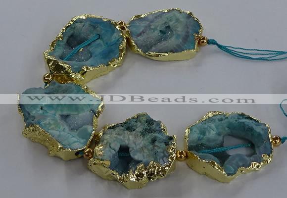 CNG2868 8 inches 35*40mm - 40*50mm freeform druzy agate beads