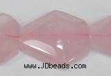 CNG301 15.5 inches 25*35mm faceted nuggets rose quartz beads