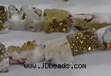 CNG3156 15.5 inche 8*15mm - 11*20mm freeform plated druzy agate beads