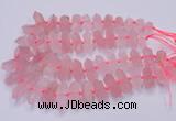 CNG3201 10*25mm - 12*45mm faceted nuggets rose quartz beads