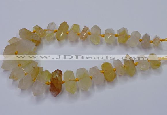 CNG3205 10*25mm - 12*45mm faceted nuggets yellow quartz beads