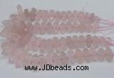 CNG3216 10*25mm - 12*50mm faceted nuggets rose quartz beads