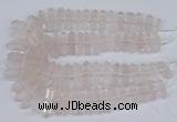 CNG3217 10*25mm - 12*50mm faceted nuggets rose quartz beads