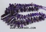 CNG3218 15.5 inches 10*25mm - 12*50mm faceted nuggets amethyst beads