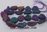 CNG3286 25*30mm - 28*45mm freeform plated druzy agate beads