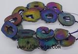 CNG3297 40*45mm - 45*55mm freeform plated druzy agate beads