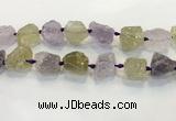 CNG3575 18*20mm - 25*30mm nuggets rough amethyst & lemon quartz beads