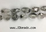 CNG3585 15*25mm - 20*30mm faceted nuggets black rutilated quartz beads