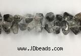 CNG3586 15*20mm - 15*30mm faceted nuggets black rutilated quartz beads