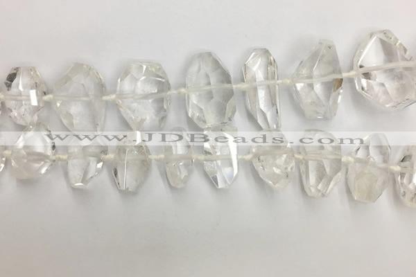 CNG3594 15*25mm - 25*35mm faceted nuggets white crystal beads