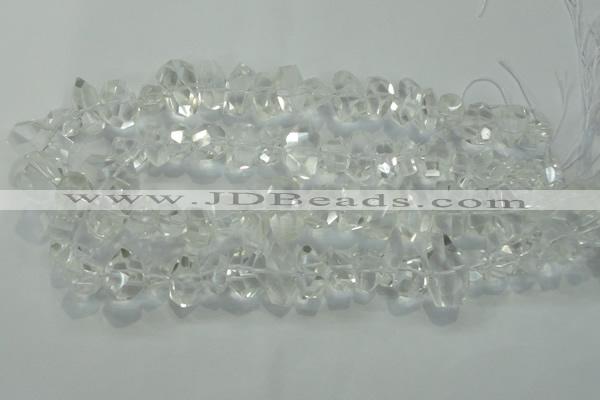 CNG365 15.5 inches 10*20mm faceted nuggets white crystal beads