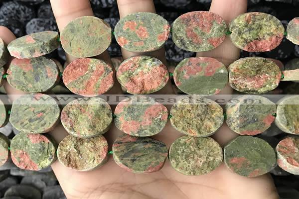 CNG3707 15.5 inches 15*20mm oval rough unakite gemstone beads