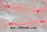 CNG374 15.5 inches 15*35mm faceted nuggets rose quartz beads