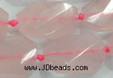 CNG480 15.5 inches 20*30mm twisted & faceted nuggets rose quartz beads