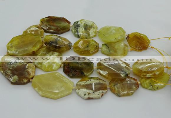 CNG5085 20*30mm - 25*45mm freeform yellow & green opal beads